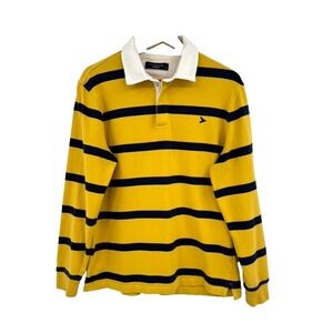 LLOYD'S El Corte Ingles Spain Rugby Polo Shirt L Yellow Navy Stripe‎ Cotton
